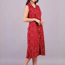 Jyoti Women Red-Bandhani Viscose Rayon Dress image 2