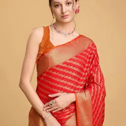 House Of Pataudi Woven Design Leheriya Art Silk Saree With Unstitched Blouse-picture-28