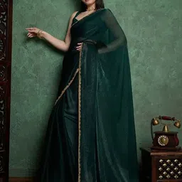 sanjana  silk SANJANA SILK Beads and Stones Pure Chiffon Saree image 5