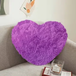 cyuteenuts Purple fur cushion Microfibre Solid Cushion Pack of 1-picture-16