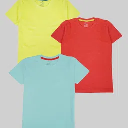 KiddoPanti Boys Pack Of 3 Solid Round Neck Cotton T-shirts image 1