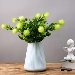 TAYHAA Serene Sky Blue Striped Ceramic Fluted Flower Vase-picture-33