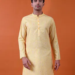 NAMASKAR Men Ethnic Motifs Printed Festive Cotton Straight Kurta-image-18