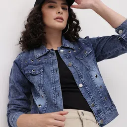 The Roadster Life Co. Studded Washed Denim Jacket-picture-23