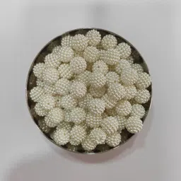 the unique ® 12mm Off White Colour Round Shape Design Moti / Beads For Toran Making, Latkan Making, Jhumka Making, Art & Craft, Jewellery Making, Decoration, Aari / Maggam Embroidery Work Pack Of 100pcs image 4
