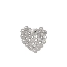 MINJI AND CO. Silver-Plated Artificial Stones Studded Heart Shaped Studs image 2