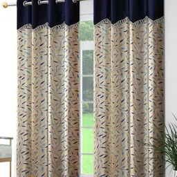 Galaxy Home Decor Blue Set of 2 Floral Window Curtain-image-80