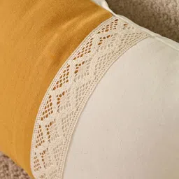 Peepul Tree Mustard & Off White Set of 2 Ethnic Motifs Rectangle Cushion Covers image 2