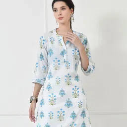 TOLIKE Women Floral PrintedPure Cotton Above Knee Length Kurta-picture-13