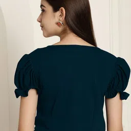 Metronaut Women Pack Of 2 Puff Sleeve Regular Peplum Top image 5