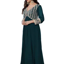 FVD Women Embroidered V-Neck Ethnic Dress image 4