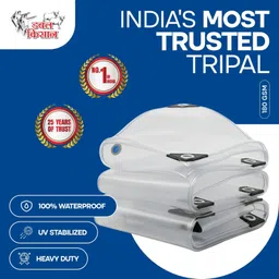 double kissan 180 GSM Tarpaulin Sheet 8x8ft Clear Tent - For Trucks, Industry, Construction, Warehouses, Farm & Rain Shelter image 1