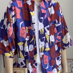 StyleCast Men Abstract Printed Short Sleeves Oversized Shirt image 2