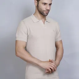 PULAKIN Self Design Polo Collar Pure Cotton T-shirt image 3