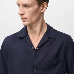 MANGO MAN Cuban Collar Chest Pocket Detail Shirt image 4