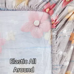 FABINALIV Grey & Yellow Floral 300 TC King Bedsheet with 2 Pillow Covers image 3