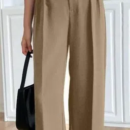 BROADSTAR Women Smart Loose Fit High-Rise Easy Wash Pleated Korean Pants image 4