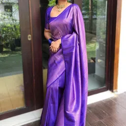 CaniBani Woven Design Zari Silk Blend Banarasi Saree-picture-13