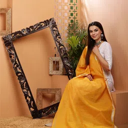 Bunkraft Woven Design Cotton Linen Dupatta with Zari-picture-26