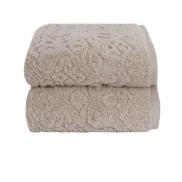 MASPAR Beige Pack of 2 Colorart Windsor 550 GSM Cotton Jacquard Hand Towel image 3