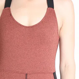 CHKOKKO Rust & Black One-Piece Yoga Workout Basic Jumpsuit image 5