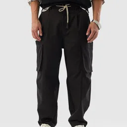 Snitch Men Black Mid-Rise Relaxed Fit Cargo Trouser-picture-23