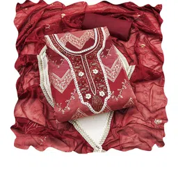 HERE&NOW Embellished Organza Unstitched Dress Material image 2