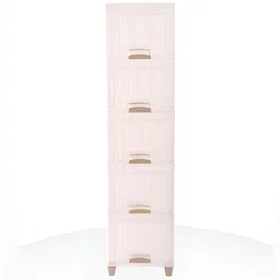 Aura White 10 Units Striped Multipurpose ( 5 + 5 ) Folding Cabinet Storage Organizers image 3