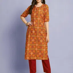 Ethnic basket Women Multicoloured Poly Crepe Kurta Sets-picture-42