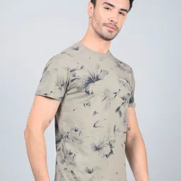 Crimsoune Club Men Floral Printed Round Neck Cotton T-shirt image 5