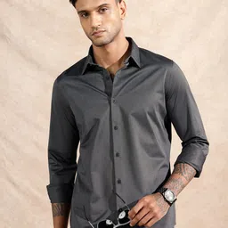 WROGN Men Comfort Slim Fit Solid Spread Collar Casual Shirt-picture-37
