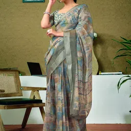 SANISA Pure Linen Handloom Saree image 2