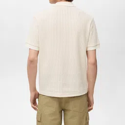 MANGO MAN Self Striped Polo Collar T-shirt image 5
