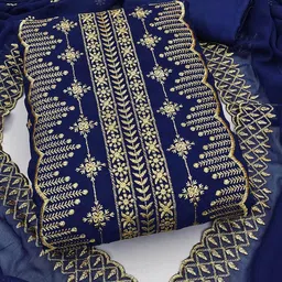 HERE&NOW Floral Embroidered Silk Georgette Unstitched Dress Material-picture-11