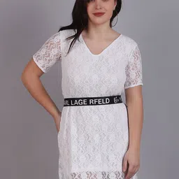 Dressitude Women Self Designed Floral Belted Cotton Sheath Dress-picture-12