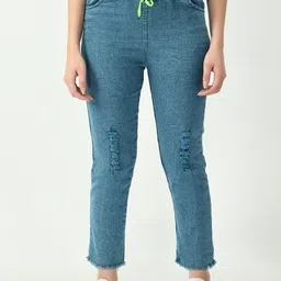 Ira Collections Women Regular Fit Mid-Rise Low Distress Light Fade Stretchable Jeans-image-43