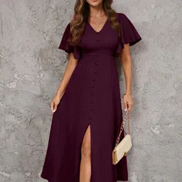 Sugathari Flared Sleeve A-Line Midi Dress image 2