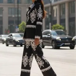 Golden Mirror Floral Printed Pure Cotton Shirt With Trousers-image-27
