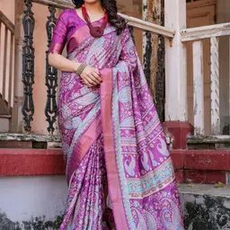 SHREEMALL Paisley Printed Zari Tissue Saree-picture-34