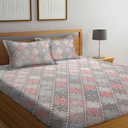 BOMBAY DYEING Pink Geometric Printed Cotton 120 TC Super King Bedsheet 2.74 M X 2.74 M-image-53