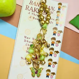 Kamule Green Butterfly Lumba Rakhi image 3