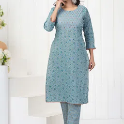 Kamayra Ethnic Motifs Printed Straight Kurta with Trousers image 4