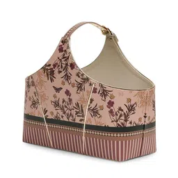 Pure Home and Living Pink & Brown Printed Faux Leather Magazine Basket Organiser-image-3