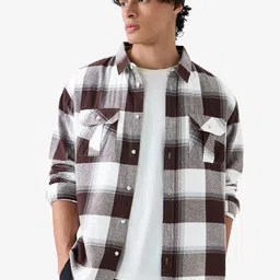 The Souled Store Plaid Shirt Men Rust Men Utility Shirts-picture-11