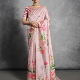 Jinal & Jinal Floral Silk Cotton Tussar Saree-picture-13