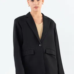 PowerSutra Oversized Fit Single Breasted Notched Lapel Collar Blazers image 1