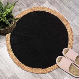 Myntra Elegant Homes Brown & Black 2 Pieces Braid Border Round Jute Doormats image 3