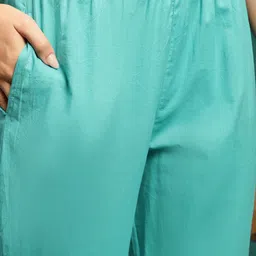 BANDIA Women Floral Printed Empire Mirror Work Kurta with Trousers & With Dupatta image 3