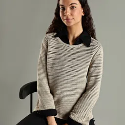 Tommy Hilfiger Eroupe Women Self Design Open Knit Cotton Pullover Sweaters-picture-41