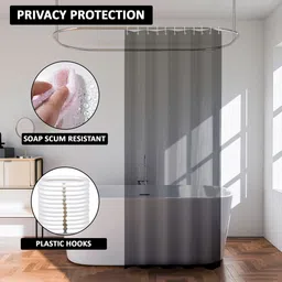 Kuber Industries Black & Transparent 6 Pieces Textured Shower Curtains image 3